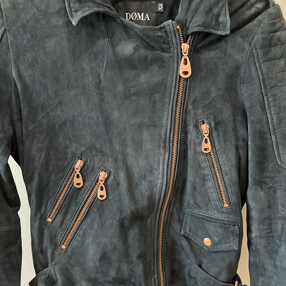 Doma Navy Suede Moto Jacket XS - Picture 6 of 8